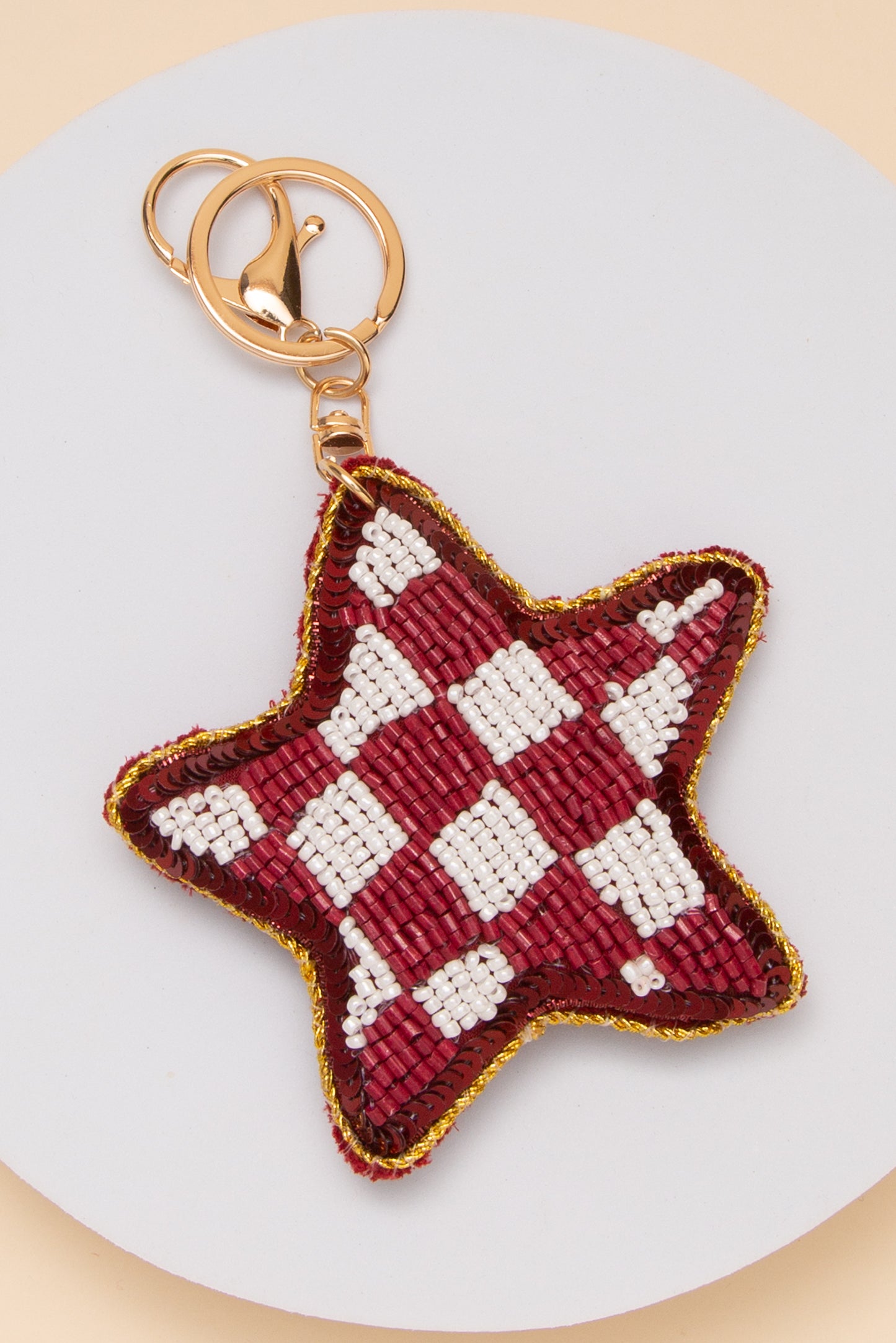 Taylor Gameday Checker Pattern Star Keychain