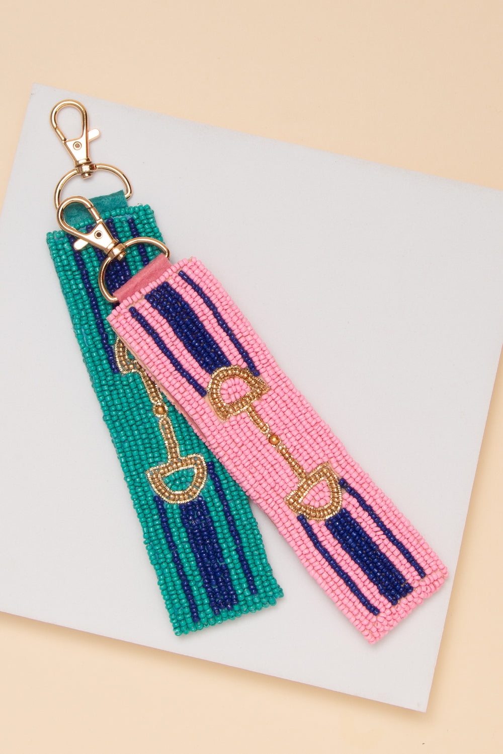 Elena Horsebit Beaded Wristlet Keychain