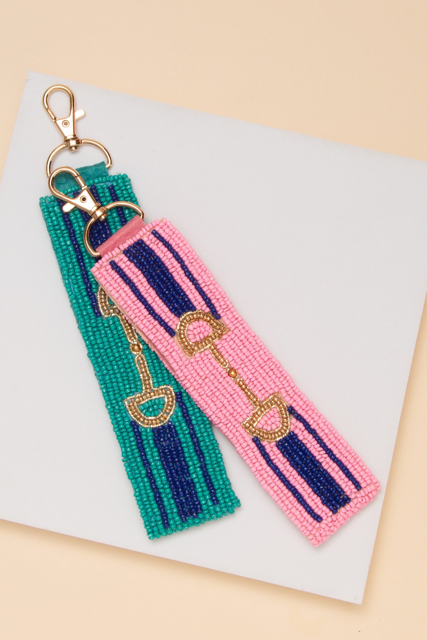 Elena Horsebit Beaded Wristlet Keychain
