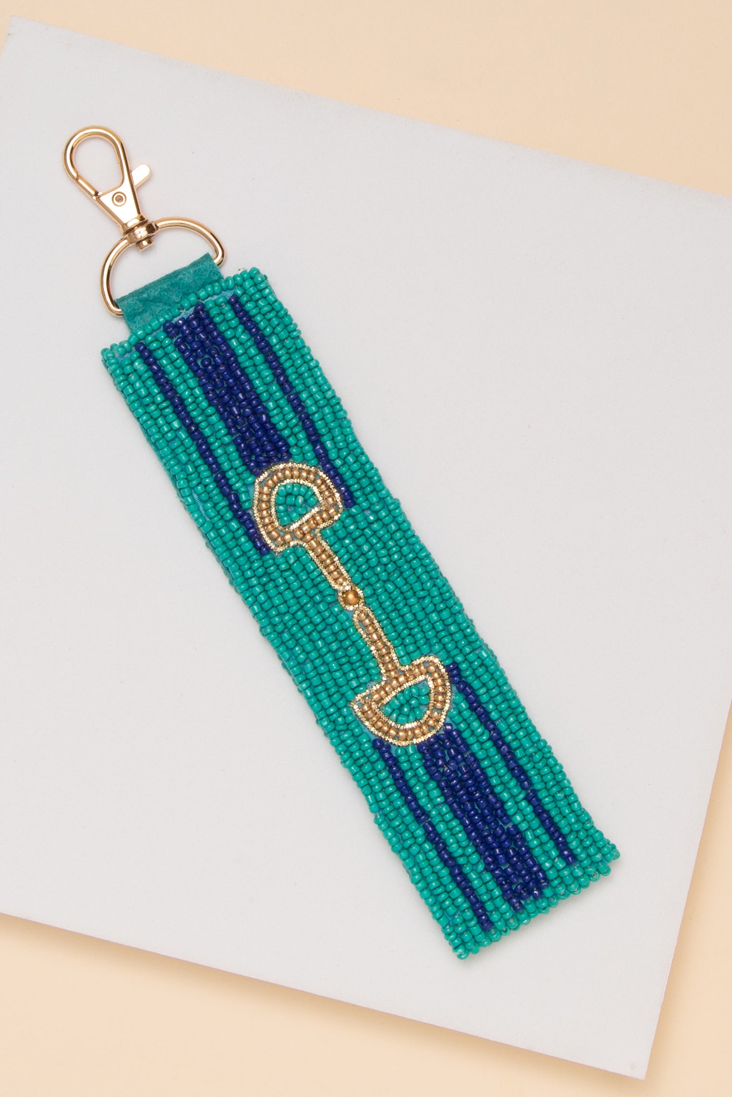Elena Horsebit Beaded Wristlet Keychain | Turquoise