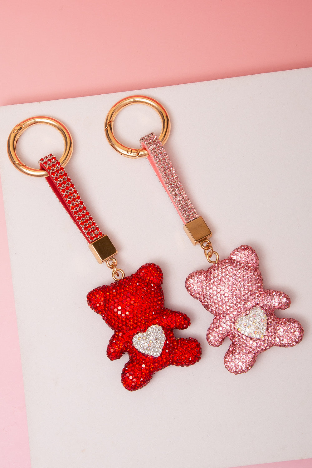 Scarlett Rhinestone Pave Teddy Bear Keychain