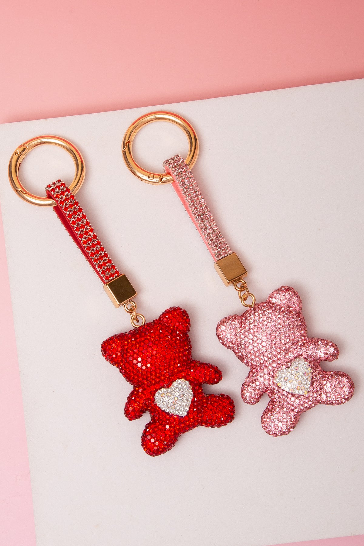 Scarlett Rhinestone Pave Teddy Bear Keychain