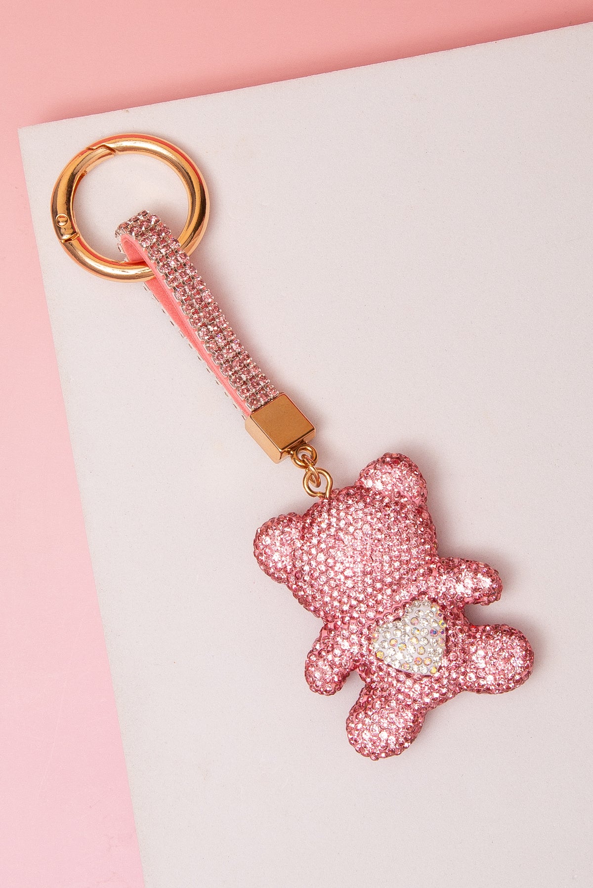 Scarlett Rhinestone Pave Teddy Bear Keychain
