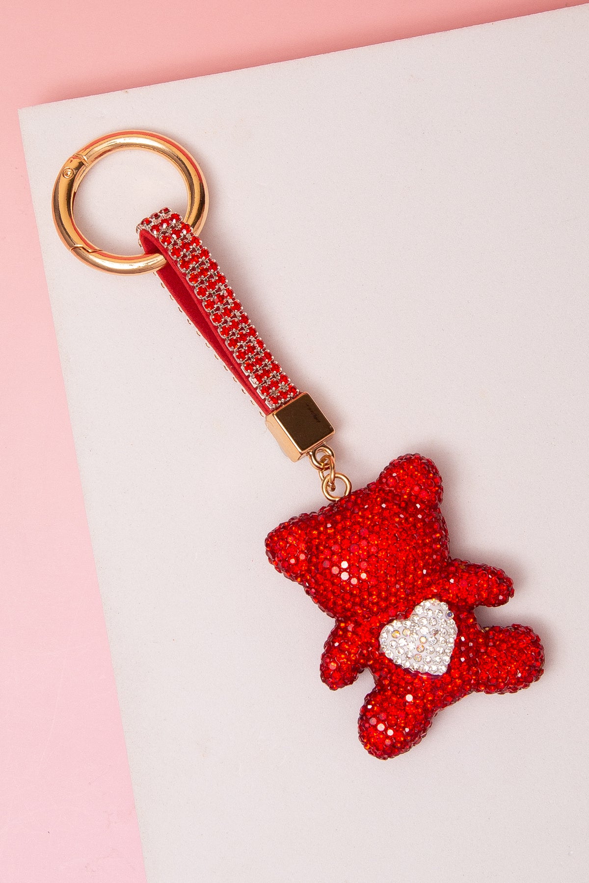 Scarlett Rhinestone Pave Teddy Bear Keychain