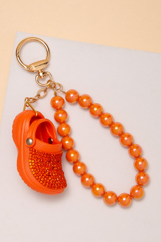 Olivia Rhinestone Pave Clog Bead Wristlet Keychain
