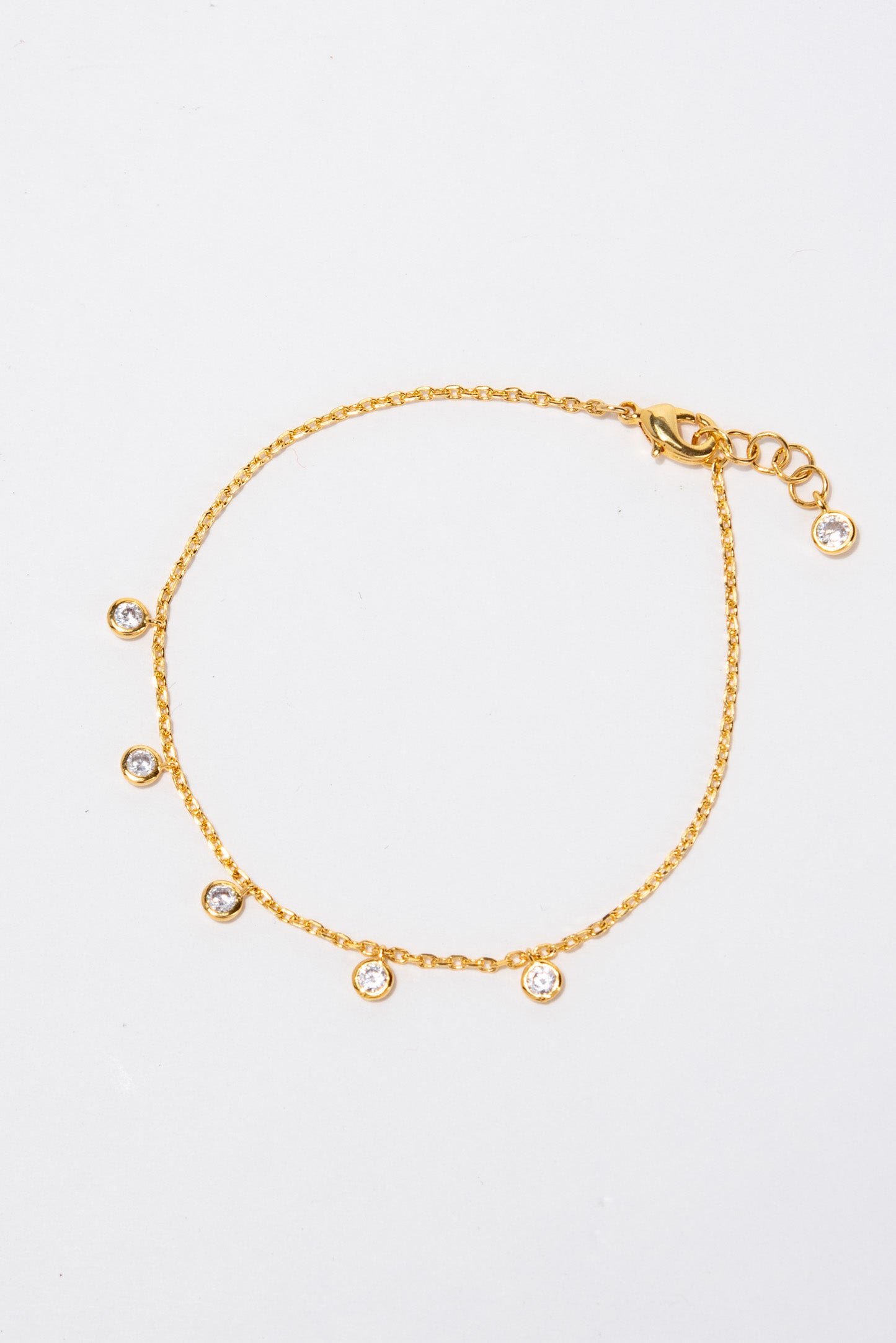 Chloe CZ Gold Dipped Disc Charm Bracelet - Gold Crystal