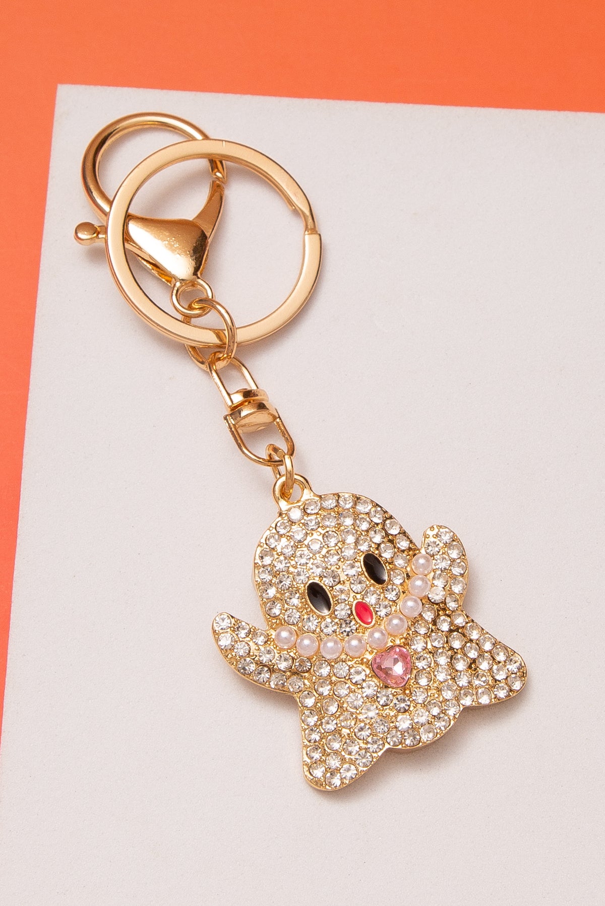 Elaina Halloween Crystal Pave Ghost Keychain
