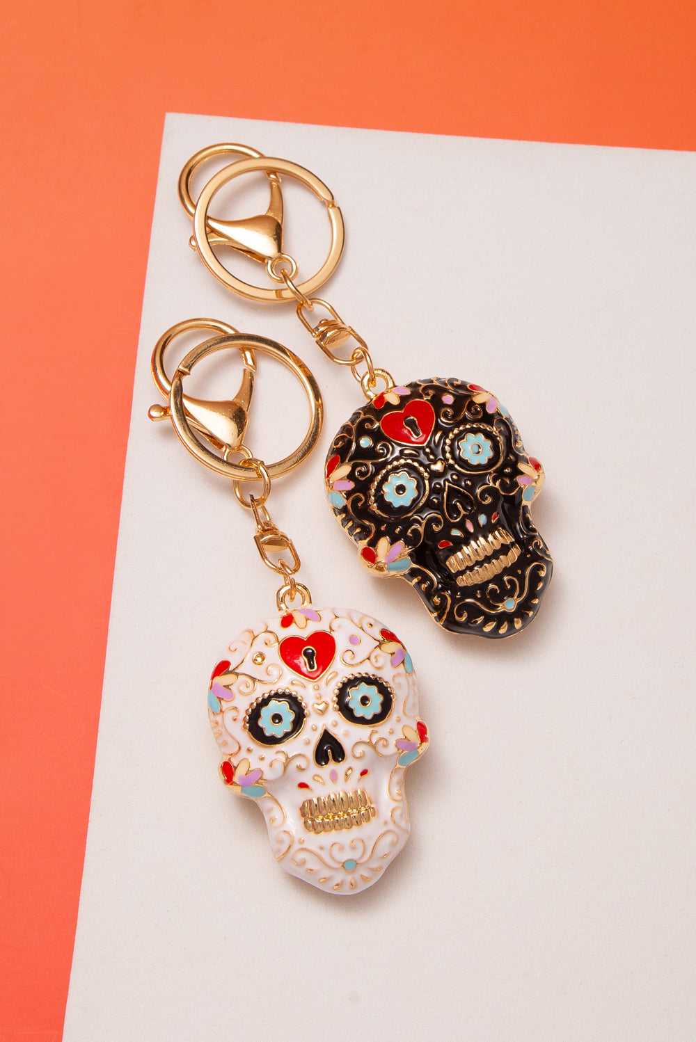 Gia Halloween Enamel Sugar Skull Keychain