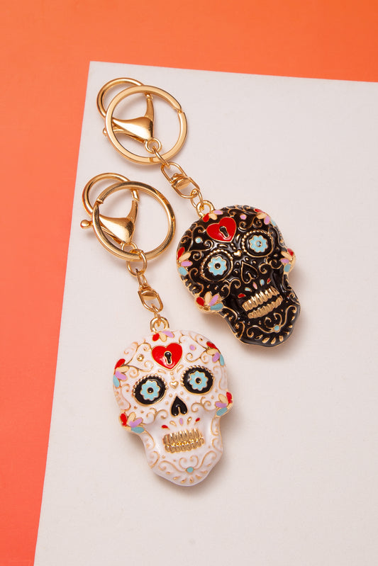 Gia Halloween Enamel Sugar Skull Keychain