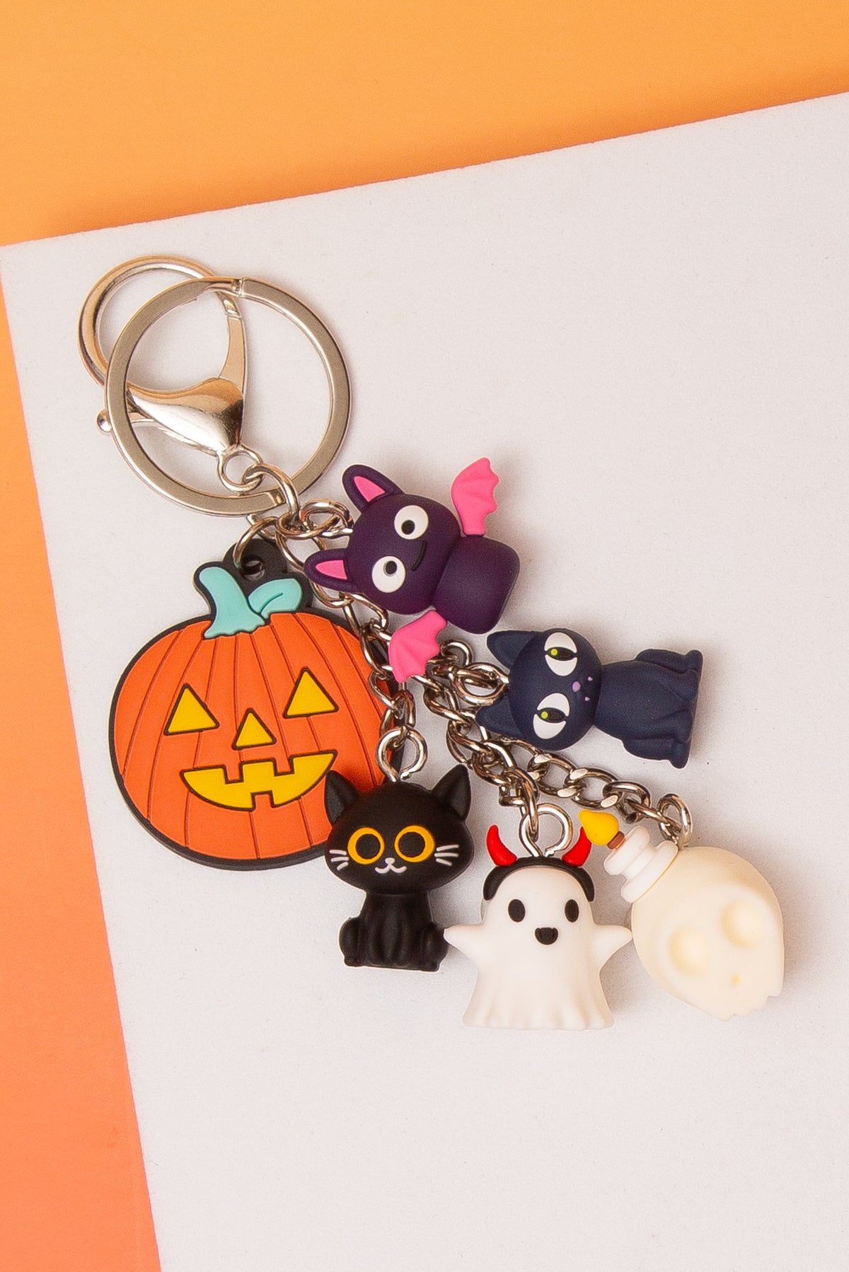 Kimberly Halloween Pumpkin Cat Ghost Keychain