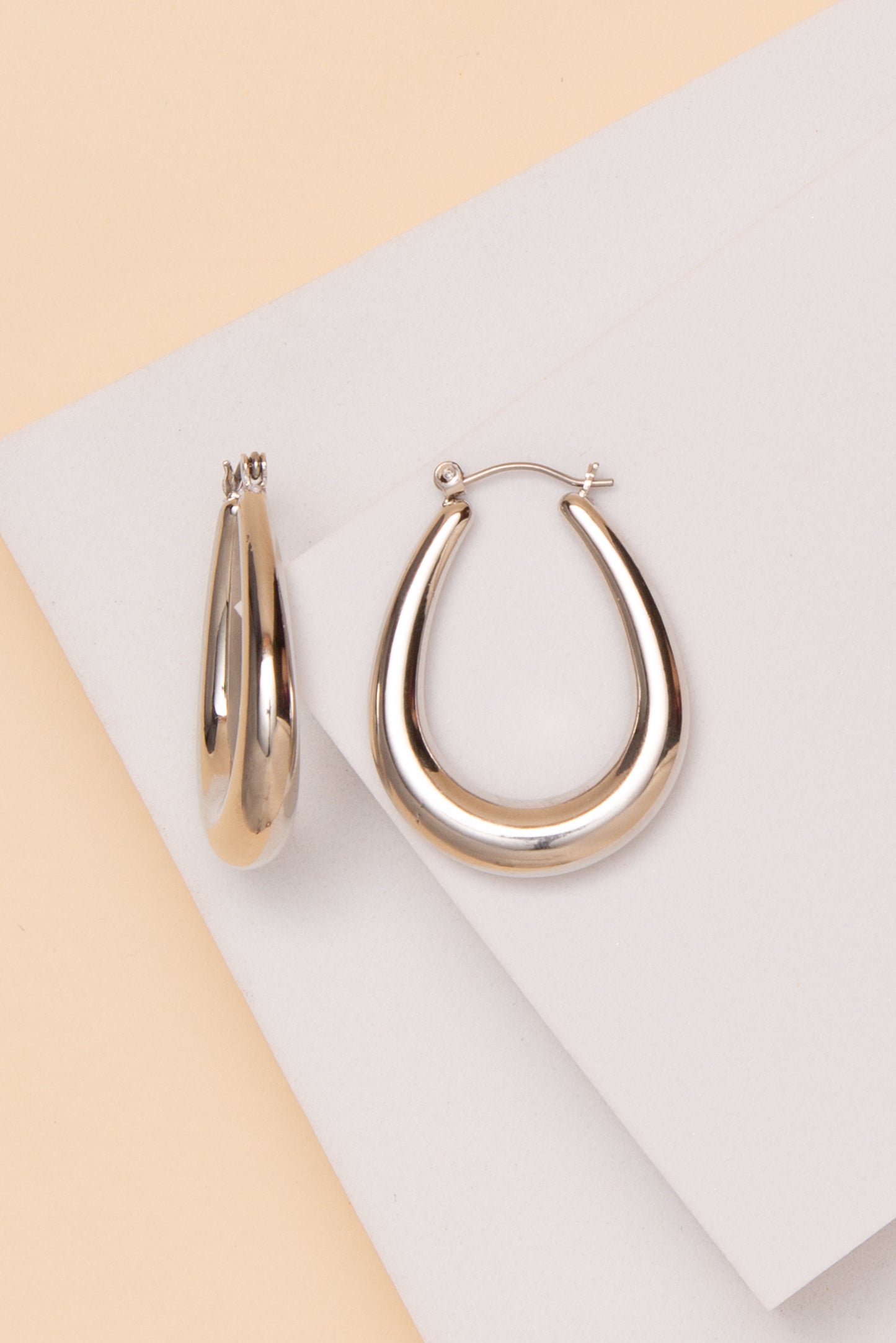 Ruby Teardrop Hoop Earrings | Silver