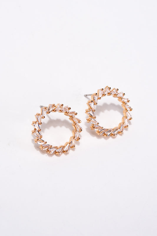 Alanis CZ Stud Circle Earrings - Gold