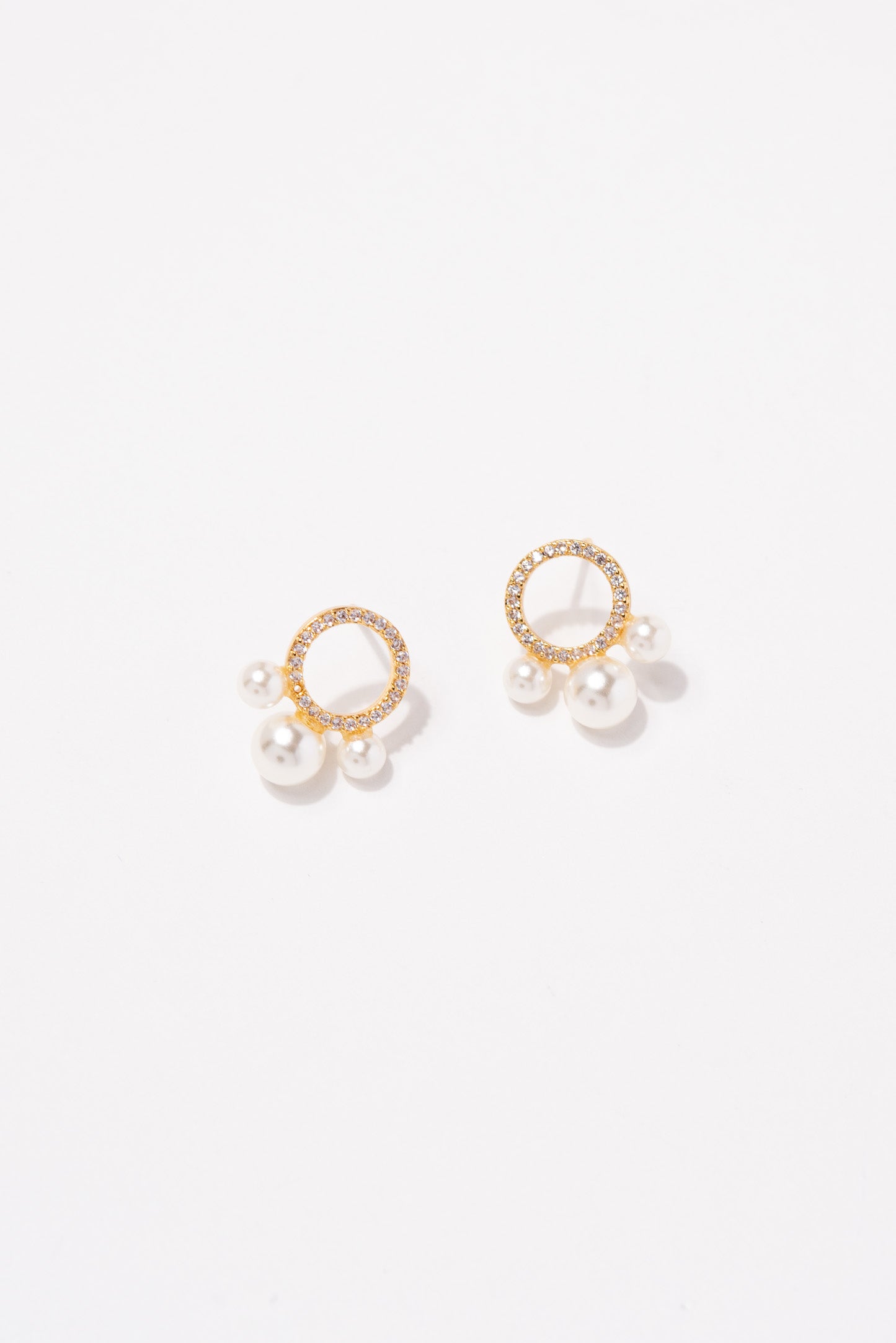 Melanie CZ Halo & Pearl Stud Earrings