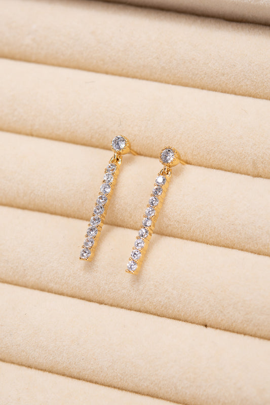 Callie CZ Brass Dangle Earrings - Gold