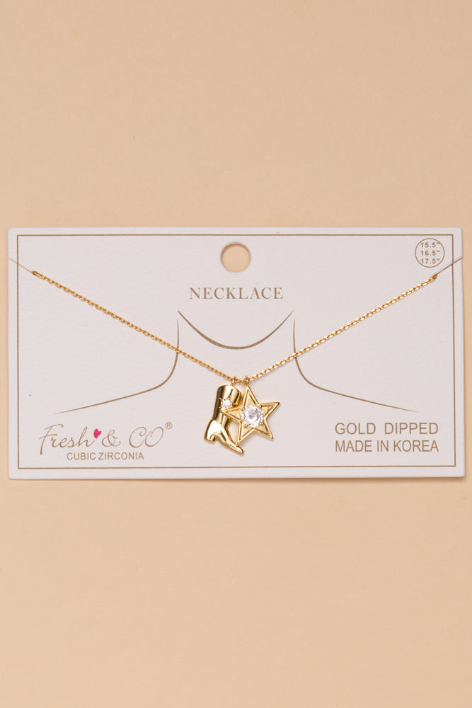 Zoey Cowboy Boot and Star Charm Necklace | Gold 