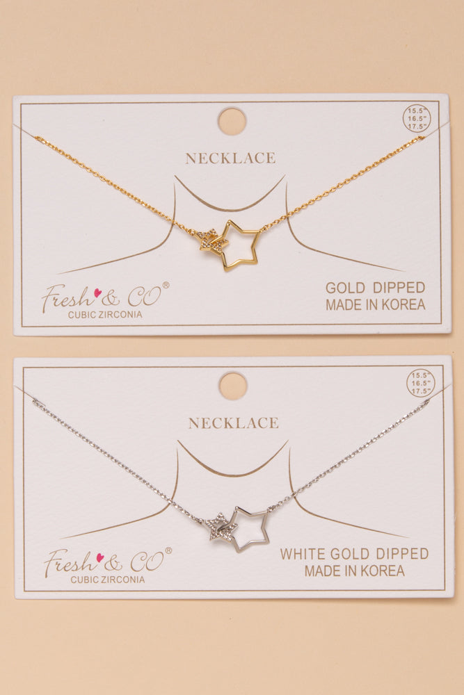 Violet Pave Interlocked Star Pendant Necklace