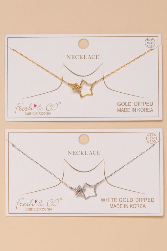 Violet Pave Interlocked Star Pendant Necklace