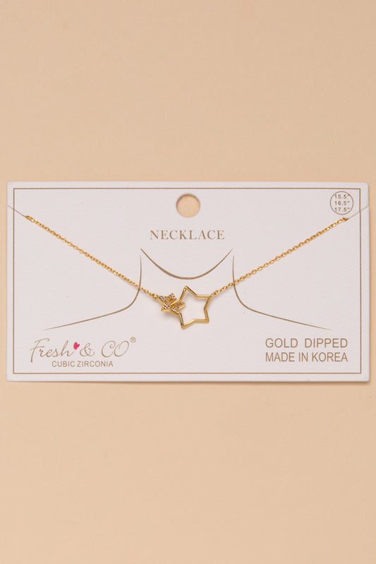 Violet Pave Interlocked Star Pendant Necklace | Gold