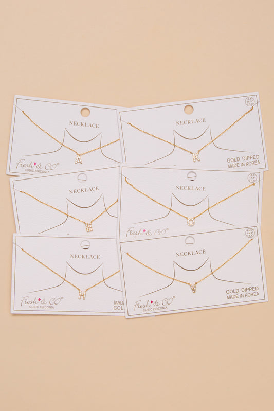 Caroline Gold Dipped Cubic Zirconia Initial Letter Pendant Necklace