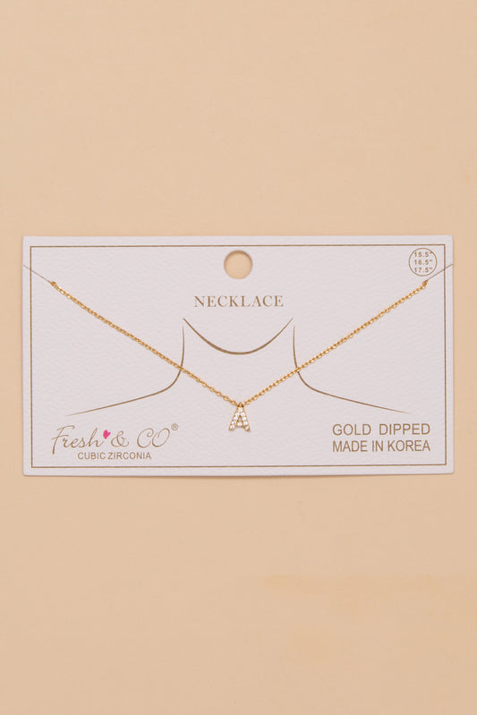 Caroline Gold Dipped Cubic Zirconia Initial Letter Pendant Necklace | A