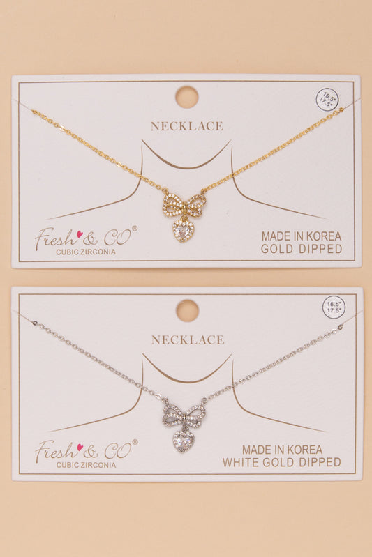 Rylee Bow Ribbon Pendant Necklace