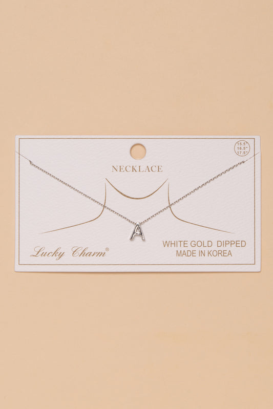 Ariella White Gold Dipped Initial Letter Pendant Necklace | A