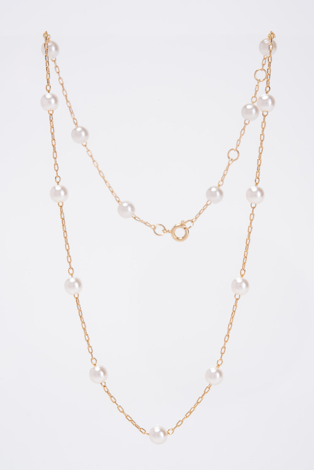 Jenna Station Pearl Gold Dipped Bridesmaids Necklace - Gold