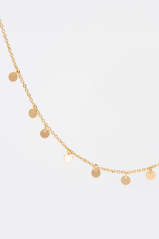 Lilly Gold Dipped Adjustable Disc Station Necklace - Gold