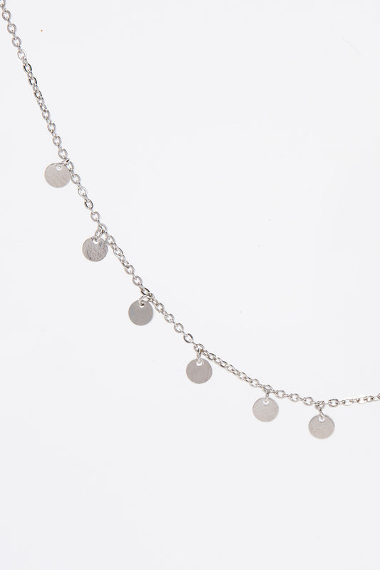 Lilly Gold Dipped Adjustable Disc Station Necklace - Silver