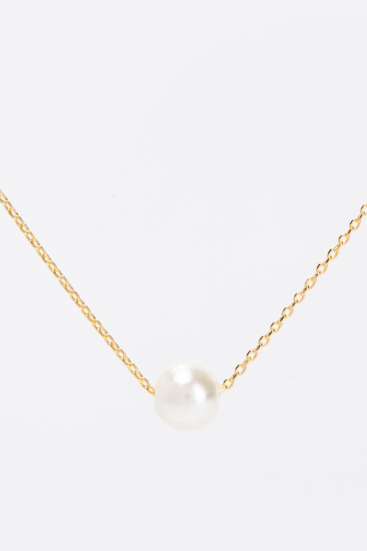 Annie Gold Dipped Floating Pearl Pendant Necklace - Gold