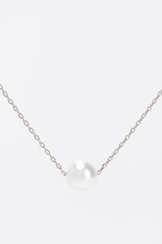 Annie Gold Dipped Floating Pearl Pendant Necklace - Silver