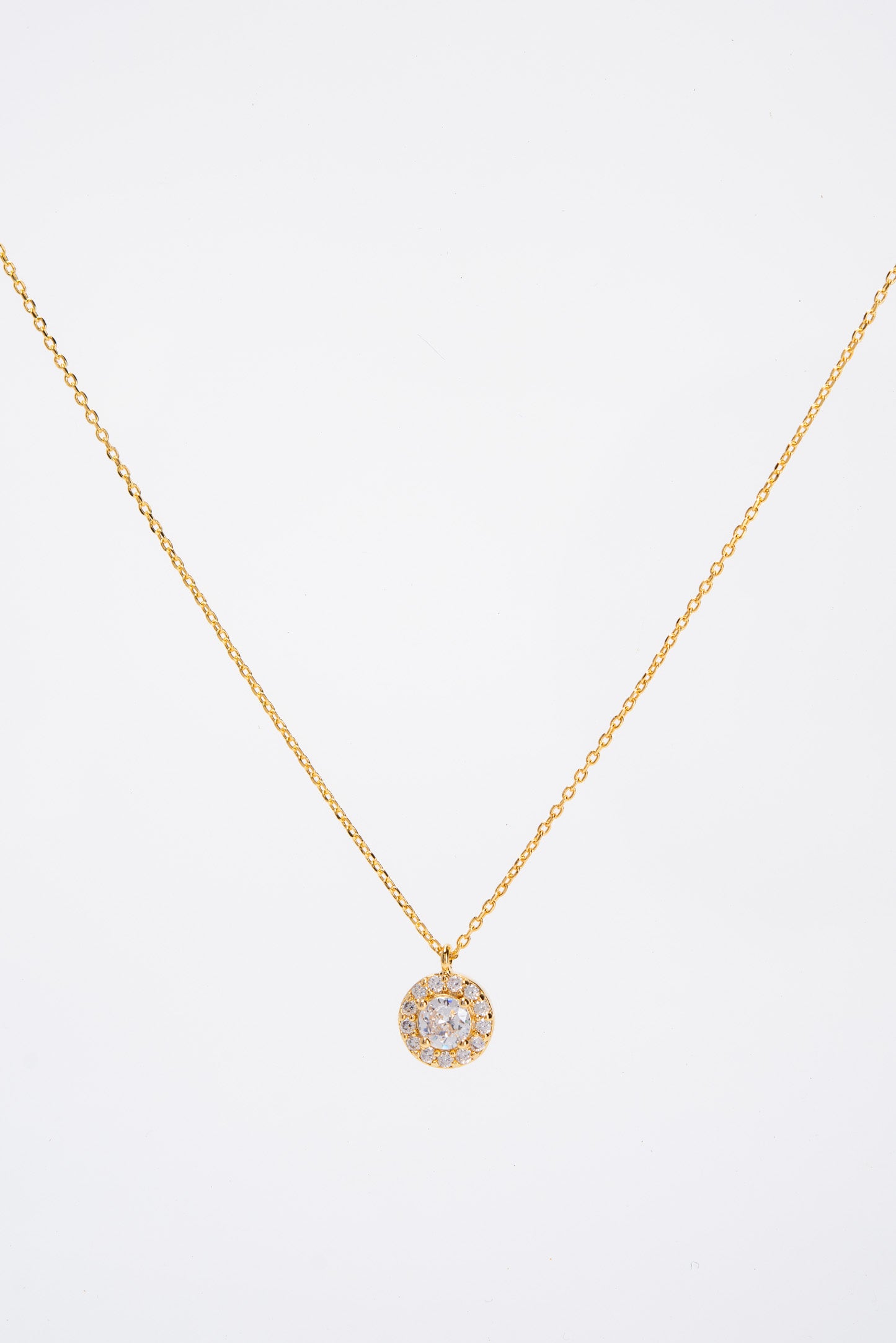 Jenna CZ Solitaire Bezzle Necklace - Gold Crystal