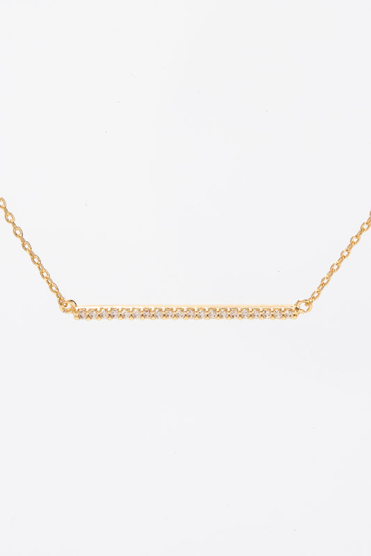 Lilly Gold Dipped CZ Bar Necklace - Gold