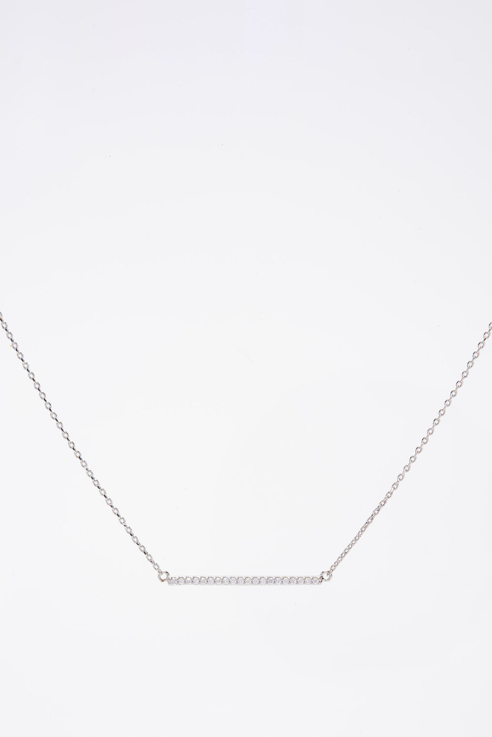 Lilly Gold Dipped CZ Bar Necklace - Silver