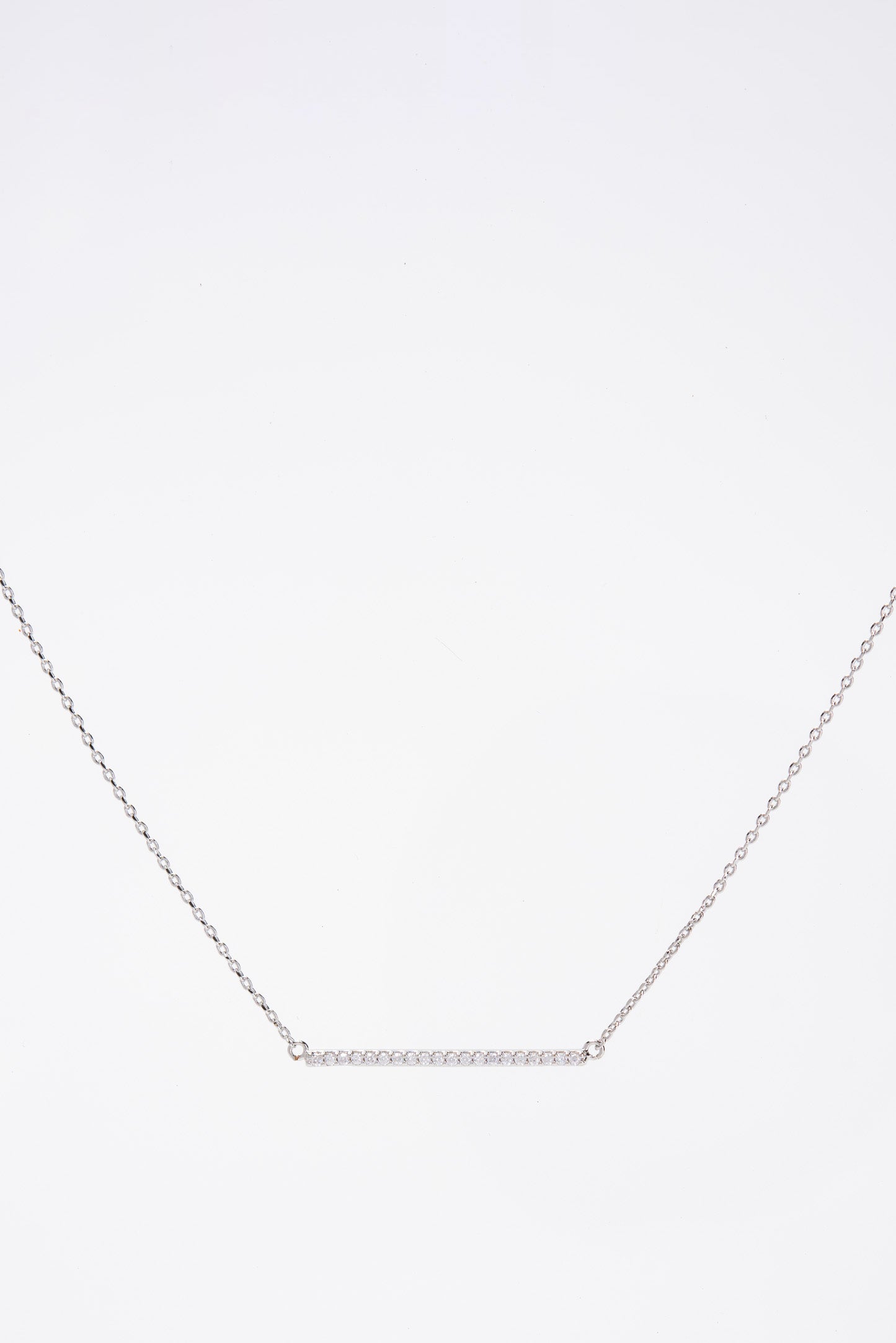 Lilly Gold Dipped CZ Bar Necklace - Silver