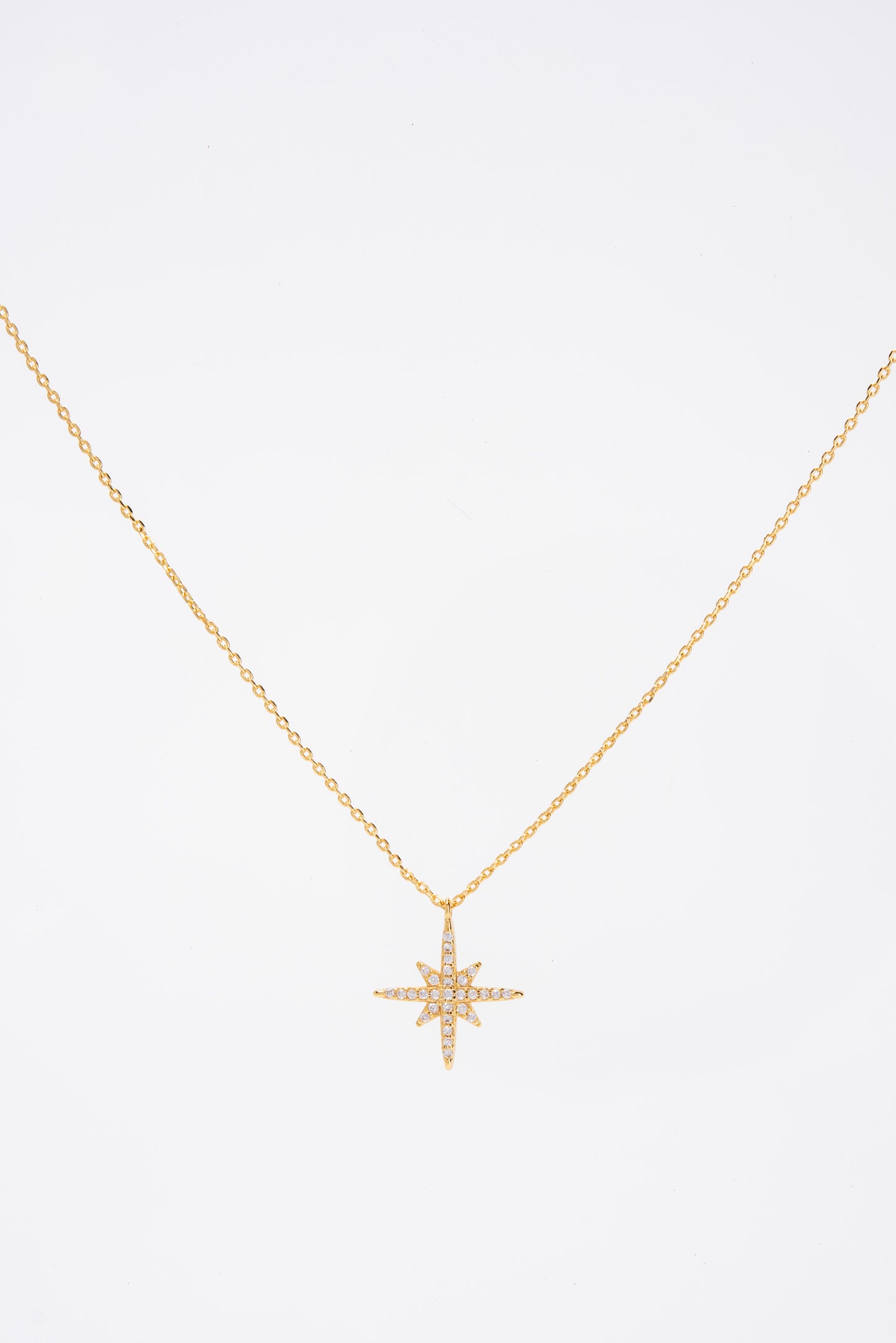 Isla 15 in Gold Plated CZ Star Pendant Necklace - Gold