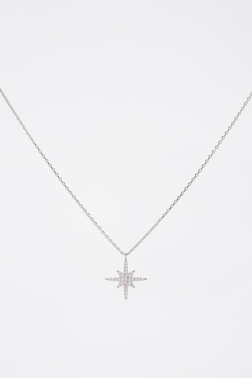 Isla 15 in Gold Plated CZ Star Pendant Necklace - Silver