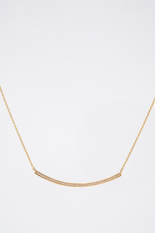 Ivy 15 in Gold Plated CZ bar Pendant Necklace - Gold