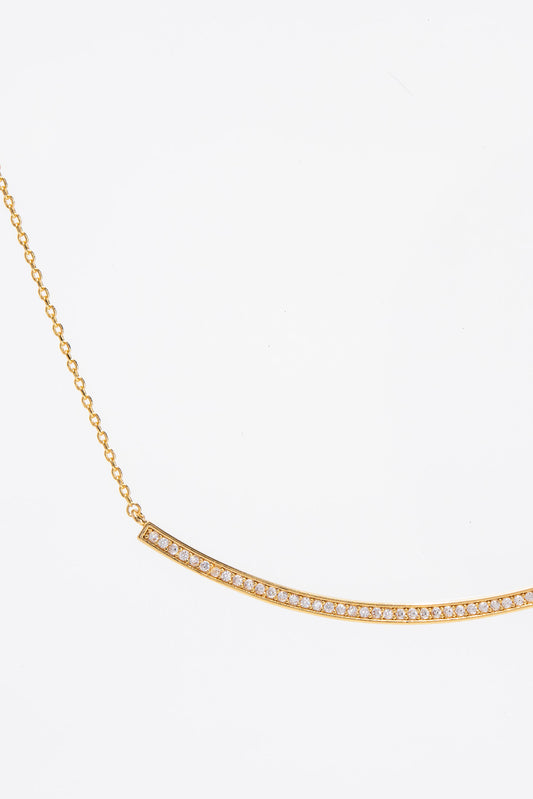 Ivy 15 in Gold Plated CZ bar Pendant Necklace - Gold