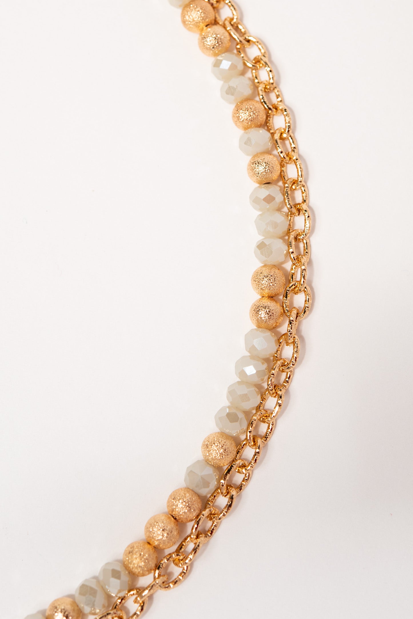 Mia Double Strand Beaded Necklace - Gold Ivory