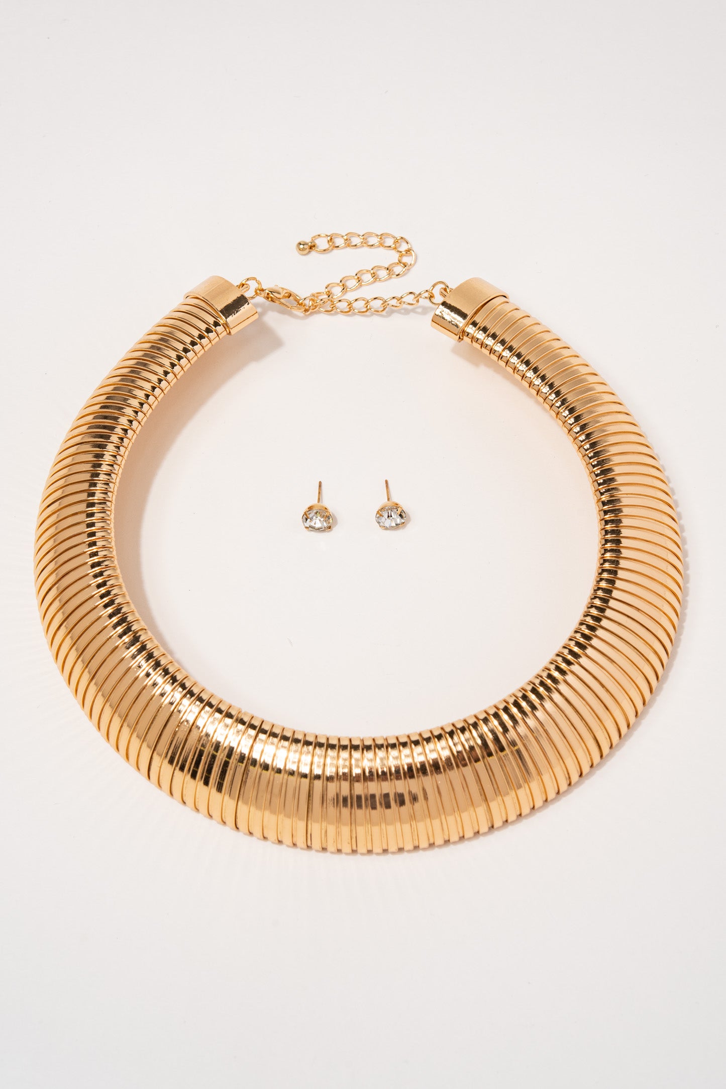 Stacy Bauble Bar Collar Necklace Earring Set - Gold