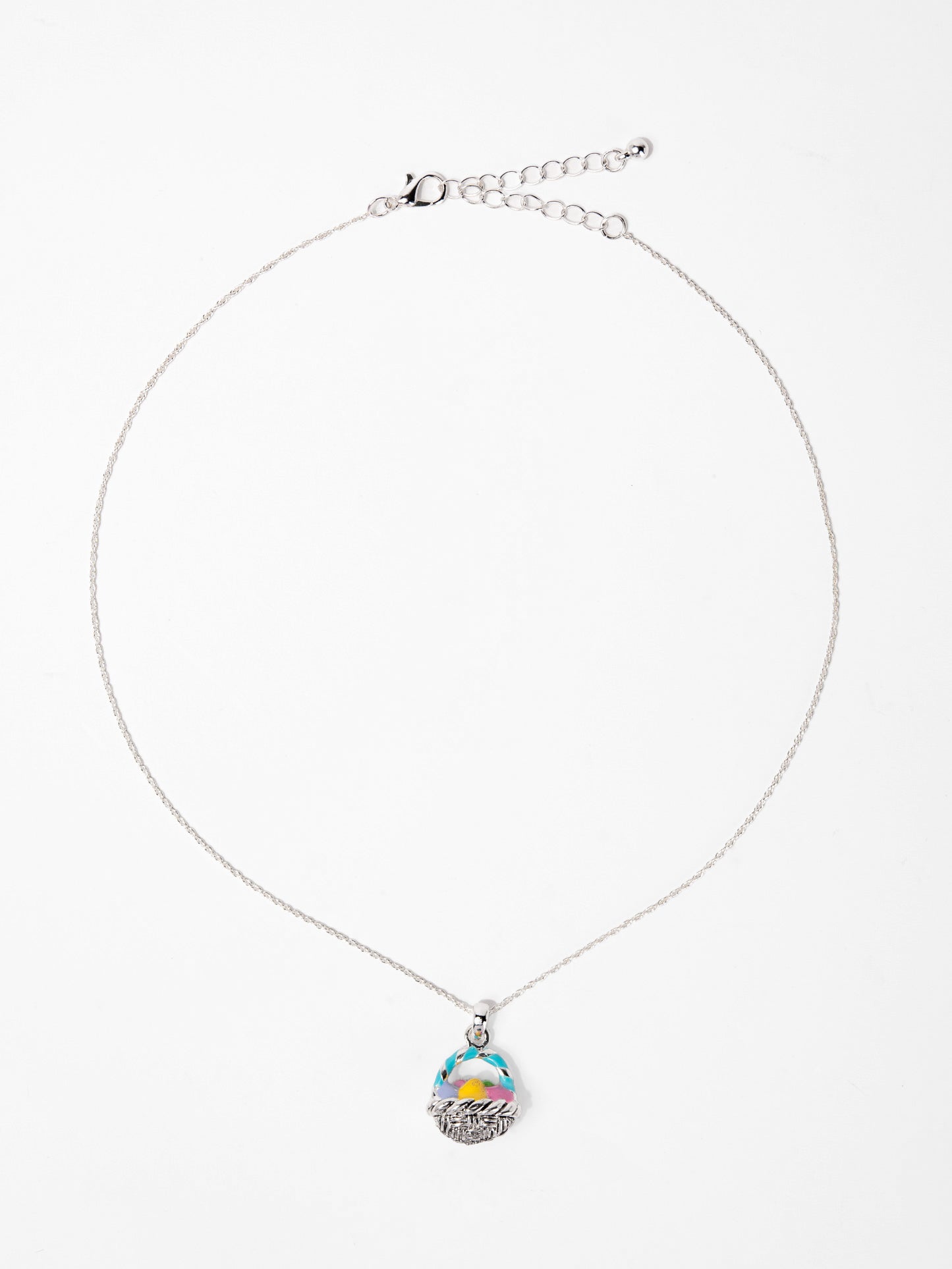 Jade Easter Egg Basket Pendant Chain Necklace