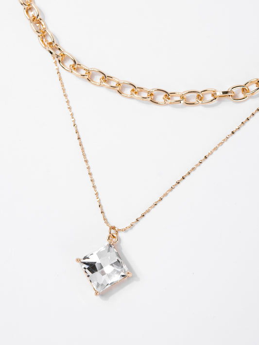 Sophia 2 Layer Mix Chain Necklace with Pendant