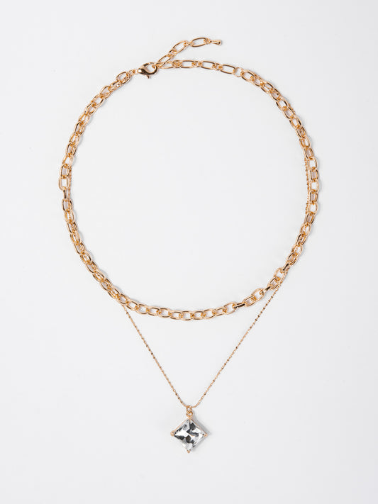 Sophia 2 Layer Mix Chain Necklace with Pendant