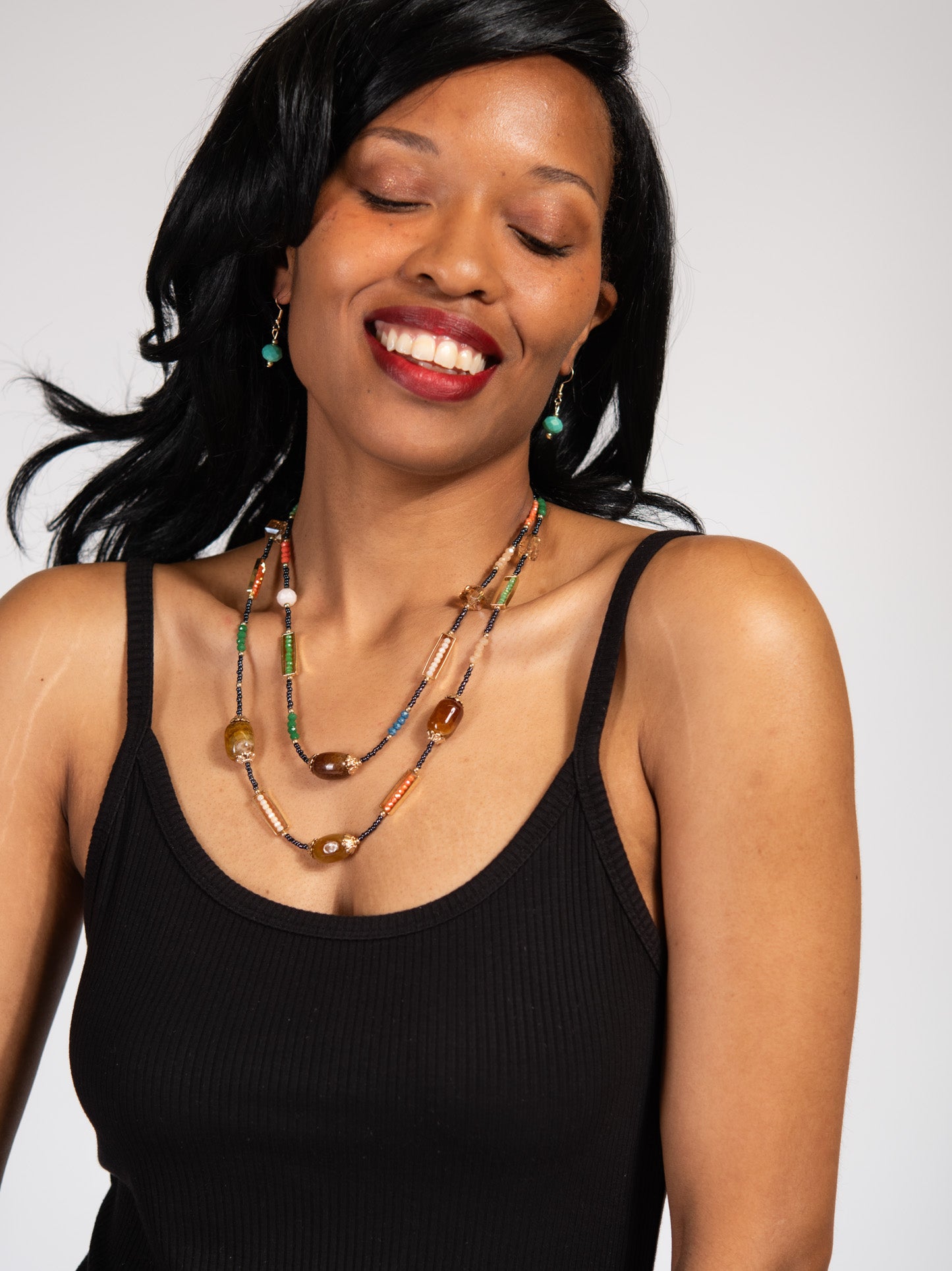 June Beaded Stone Necklace Set