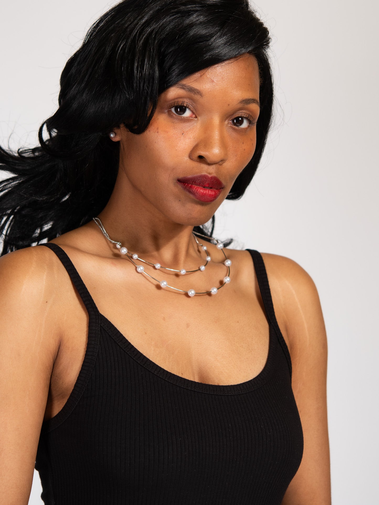 Rosalie Double Layer Pearl Station Necklace