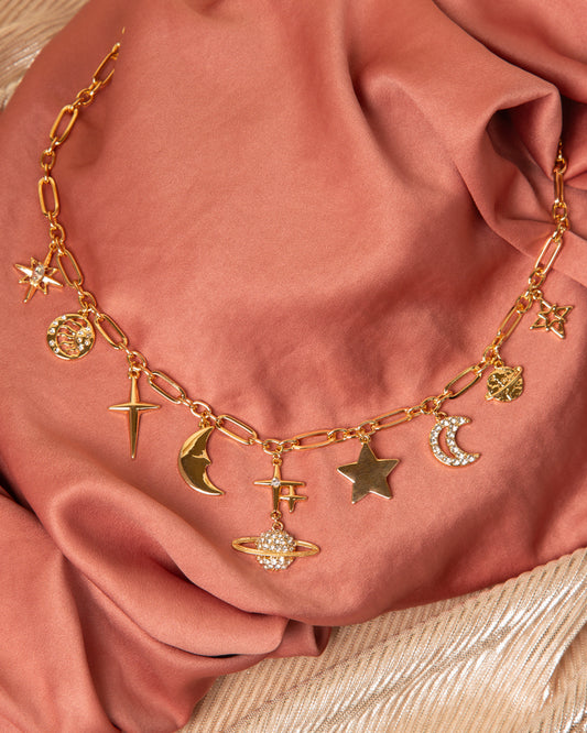 Amelia Celestial Theme Multi Charm Necklace