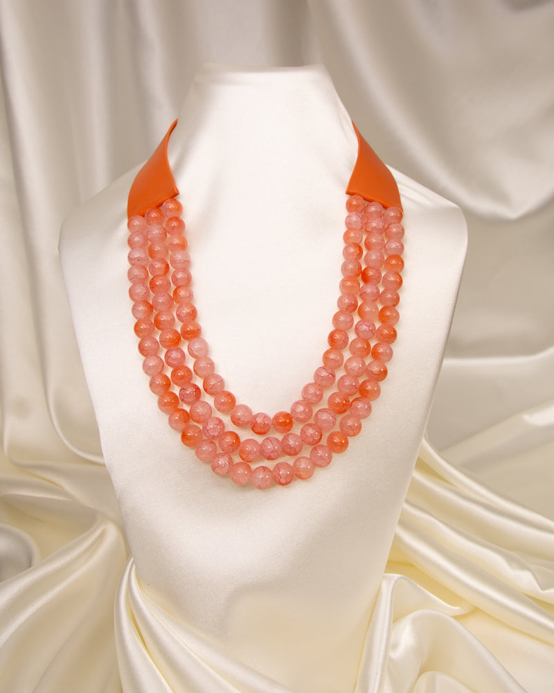 Violet Three-Strand Marbled Pearl Necklace | Orange