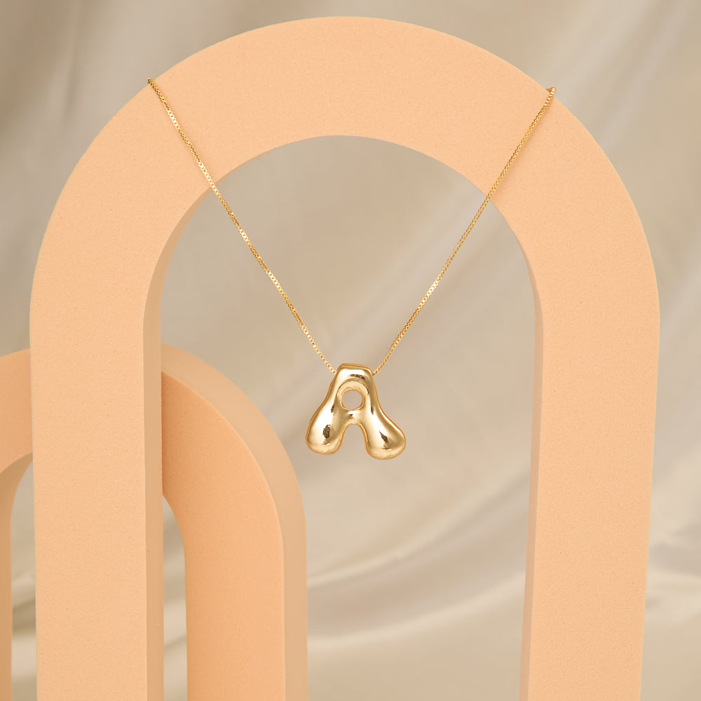 Denise 18k Gold Plated Bubble Letter Necklace | A Gold