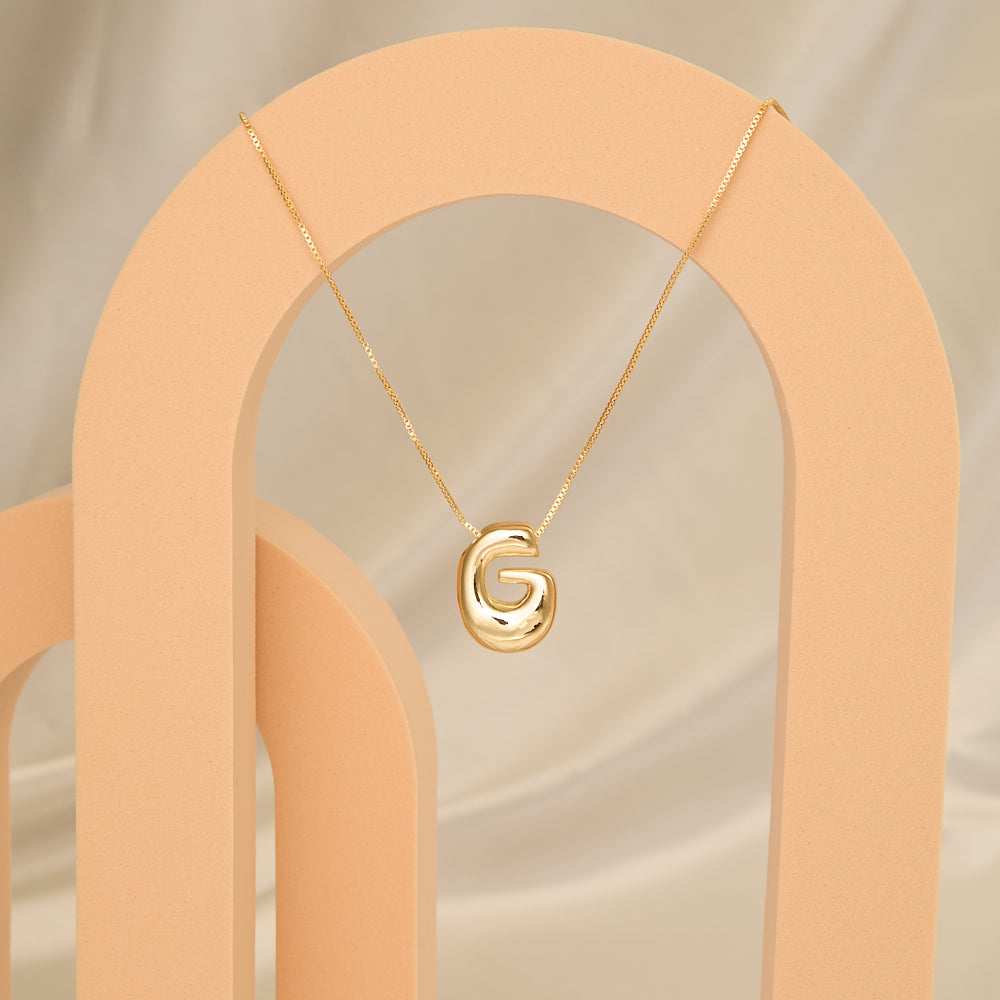 Denise 18k Gold Plated Bubble Letter Necklace